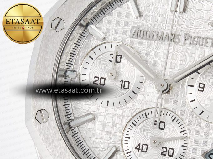 Royal Oak Chrono 26240 SS APSF 1:1 Best Edition Silver Dial on SS Bracelet SA4401 Super Clone - Görsel 12