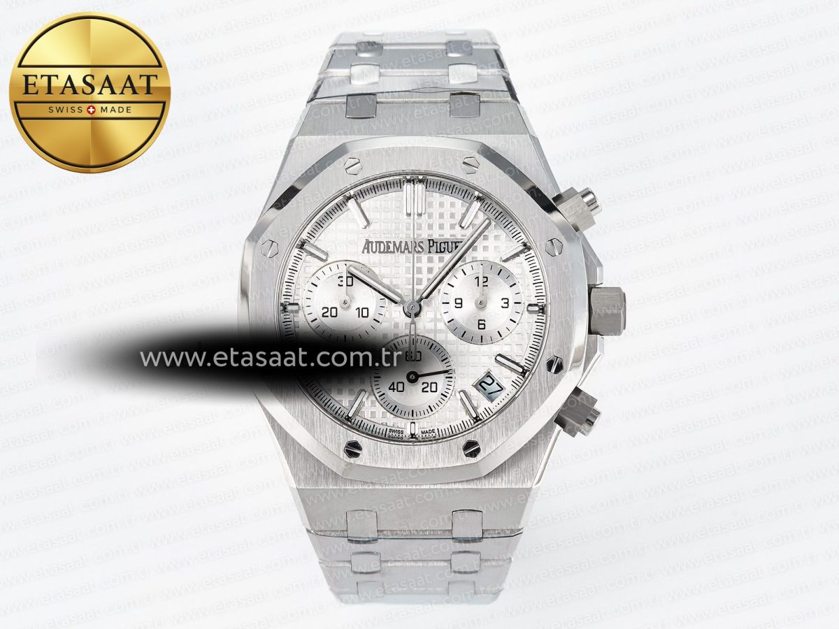 Royal Oak Chrono 26240 SS APSF 1:1 Best Edition Silver Dial on SS Bracelet SA4401 Super Clone - Görsel 3