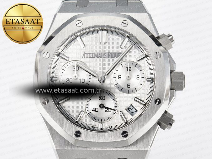 Royal Oak Chrono 26240 SS APSF 1:1 Best Edition Silver Dial on SS Bracelet SA4401 Super Clone - Görsel 4