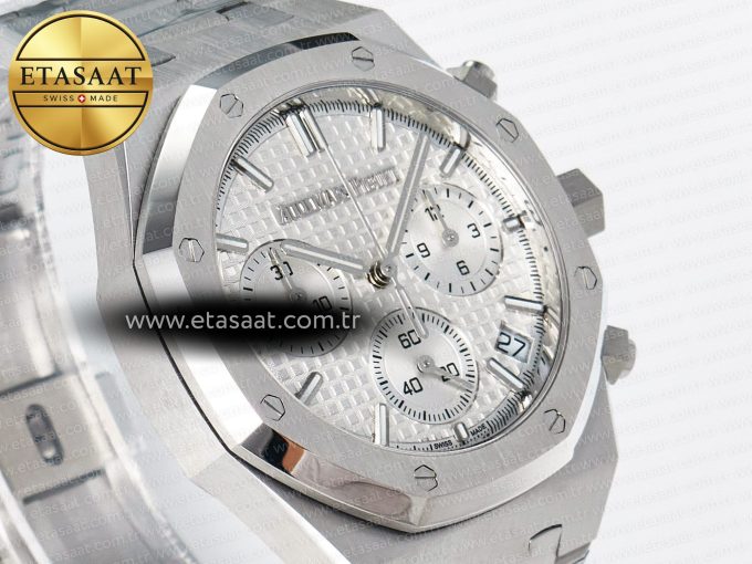 Royal Oak Chrono 26240 SS APSF 1:1 Best Edition Silver Dial on SS Bracelet SA4401 Super Clone - Görsel 5