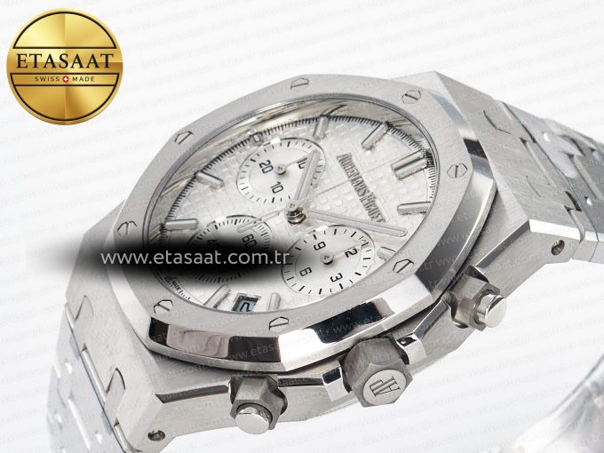 Royal Oak Chrono 26240 SS APSF 1:1 Best Edition Silver Dial on SS Bracelet SA4401 Super Clone - Görsel 6