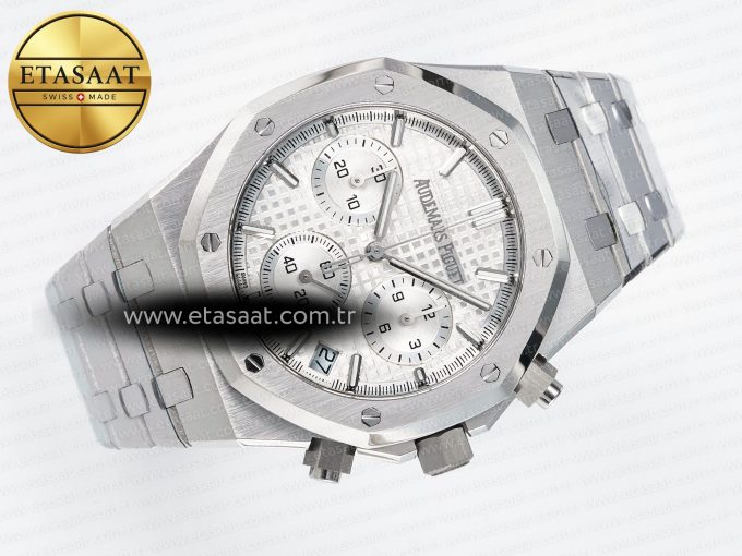 Royal Oak Chrono 26240 SS APSF 1:1 Best Edition Silver Dial on SS Bracelet SA4401 Super Clone - Görsel 8