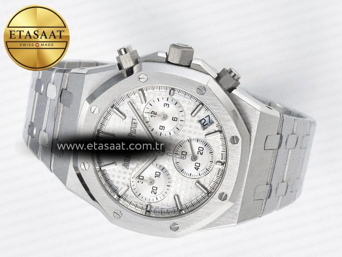 Royal Oak Chrono 26240 SS APSF 1:1 Best Edition Silver Dial on SS Bracelet SA4401 Super Clone - Görsel 9