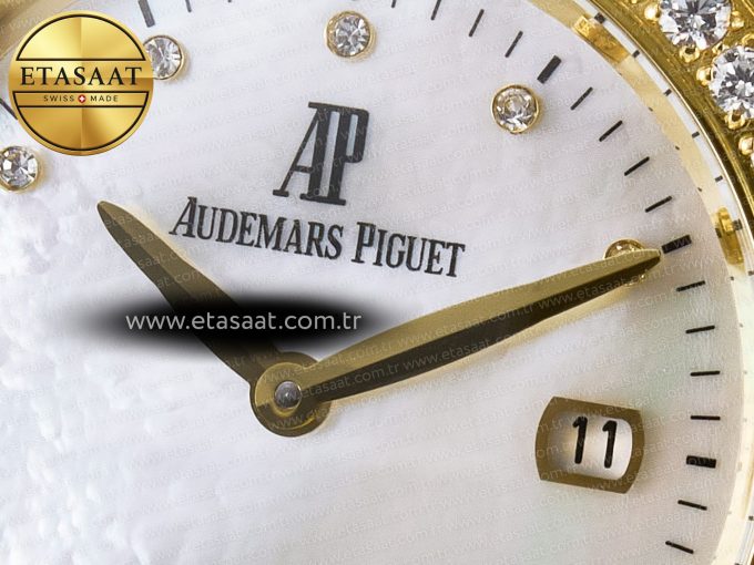 Royal Oak Ladies 33mm YG DRF Best Edition MOP Dial Diamonds Bezel on White Rubber Strap ETA Quartz - Görsel 10