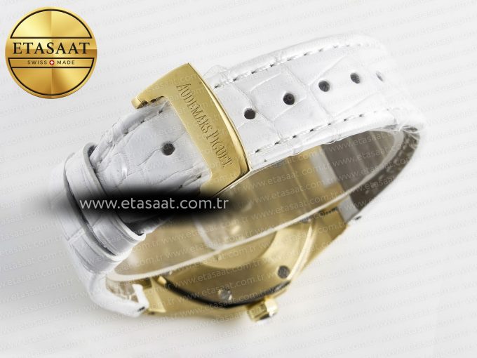 Royal Oak Ladies 33mm YG DRF Best Edition MOP Dial Diamonds Bezel on White Rubber Strap ETA Quartz - Görsel 15
