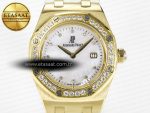 Royal Oak Ladies 33mm YG DRF Best Edition MOP Dial Diamonds Bezel on White Rubber Strap ETA Quartz - Görsel 4