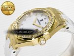 Royal Oak Ladies 33mm YG DRF Best Edition MOP Dial Diamonds Bezel on White Rubber Strap ETA Quartz - Görsel 6