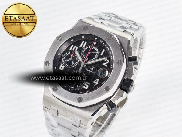 Royal Oak Offshore 42mm Black Themes SS TKF Best Edition Black Dial on SS Bracelet A7750