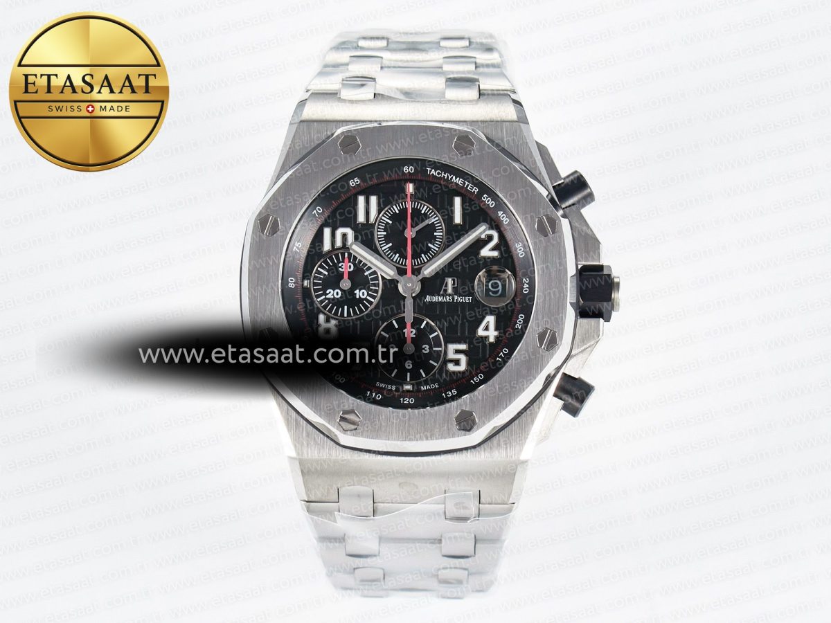 Royal Oak Offshore 42mm Black Themes SS TKF Best Edition Black Dial on SS Bracelet A7750 - Görsel 3
