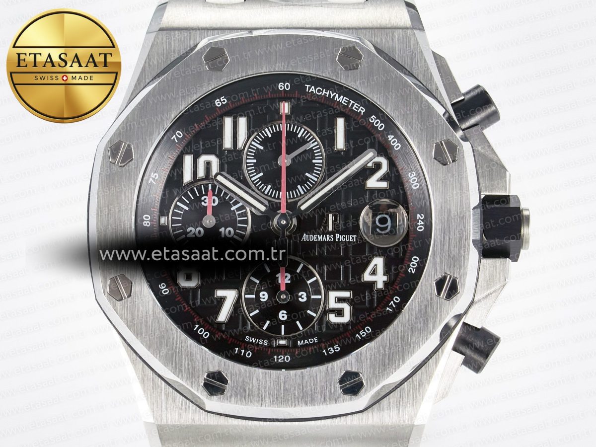 Royal Oak Offshore 42mm Black Themes SS TKF Best Edition Black Dial on SS Bracelet A7750 - Görsel 4