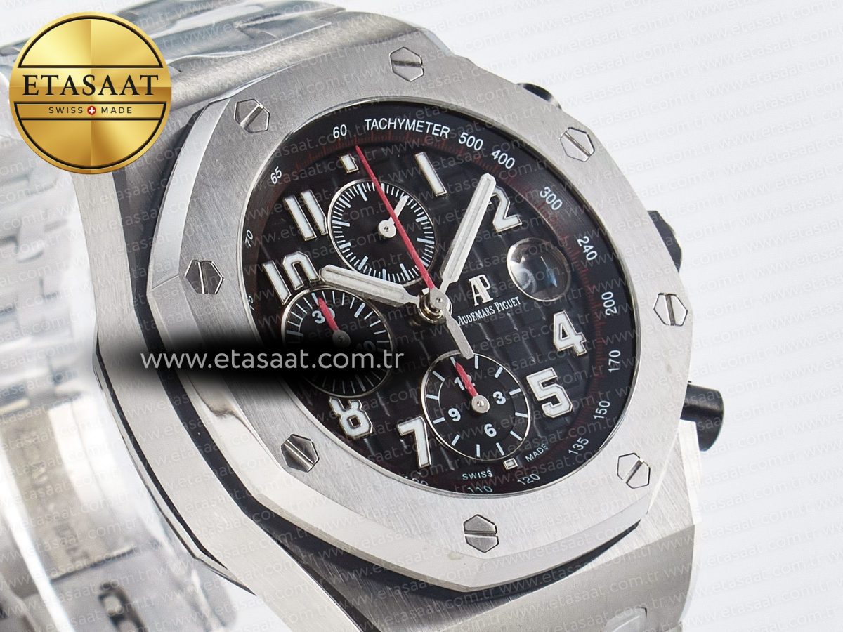 Royal Oak Offshore 42mm Black Themes SS TKF Best Edition Black Dial on SS Bracelet A7750 - Görsel 5