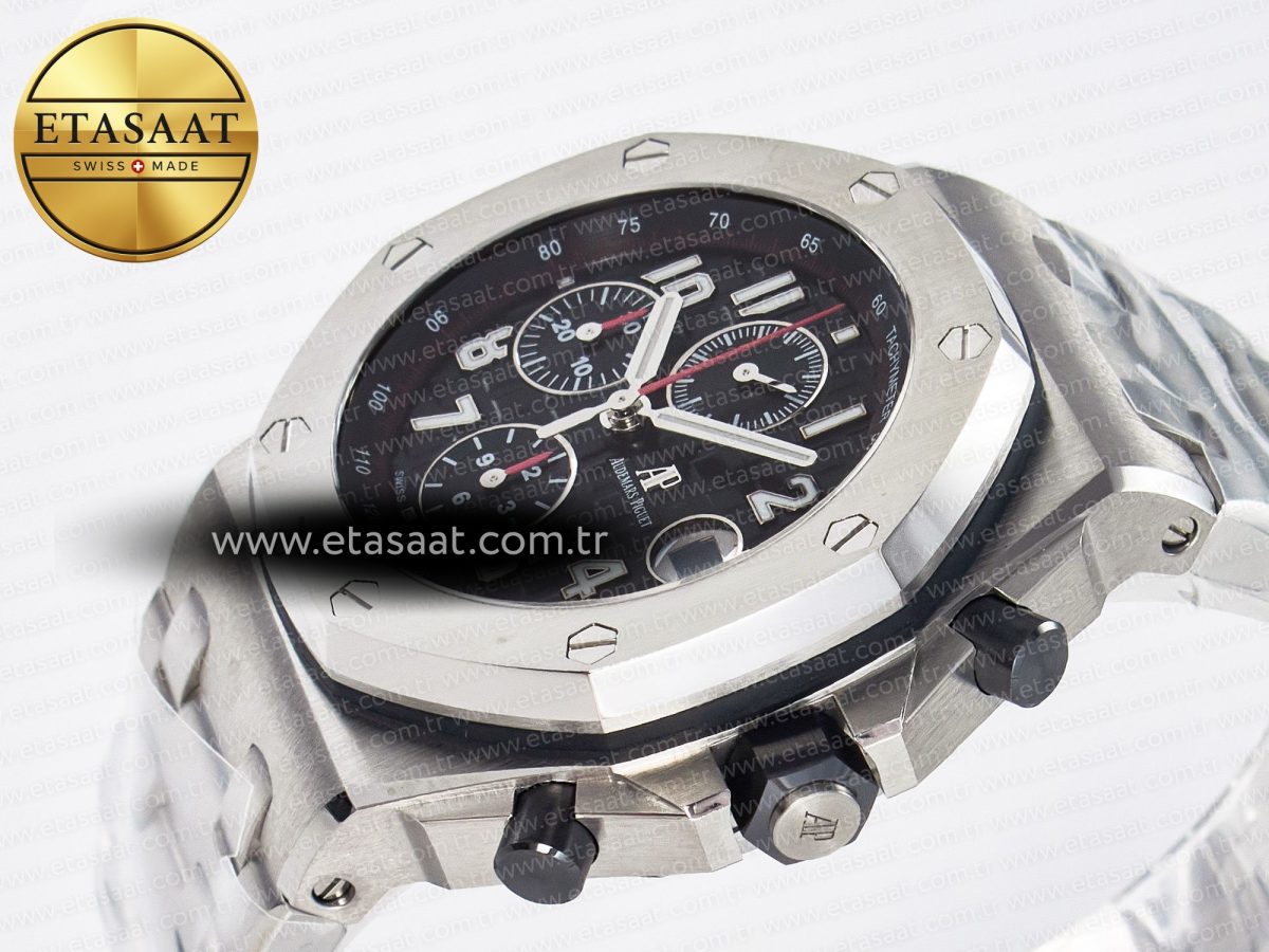 Royal Oak Offshore 42mm Black Themes SS TKF Best Edition Black Dial on SS Bracelet A7750 - Görsel 6