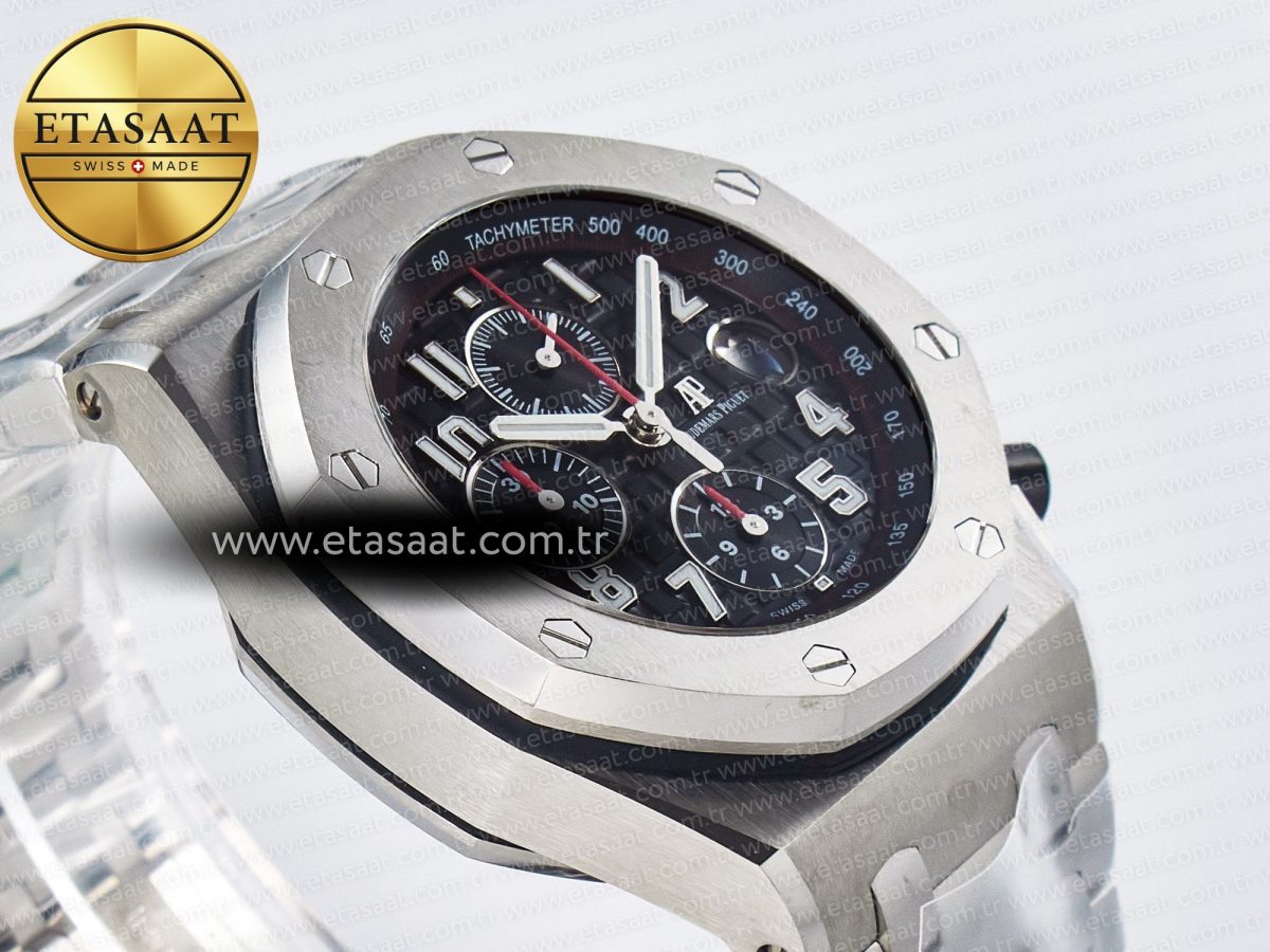 Royal Oak Offshore 42mm Black Themes SS TKF Best Edition Black Dial on SS Bracelet A7750 - Görsel 7