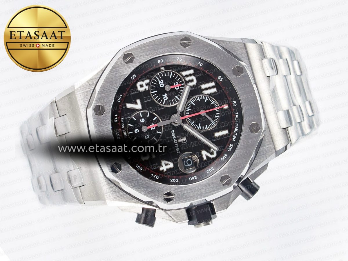 Royal Oak Offshore 42mm Black Themes SS TKF Best Edition Black Dial on SS Bracelet A7750 - Görsel 8