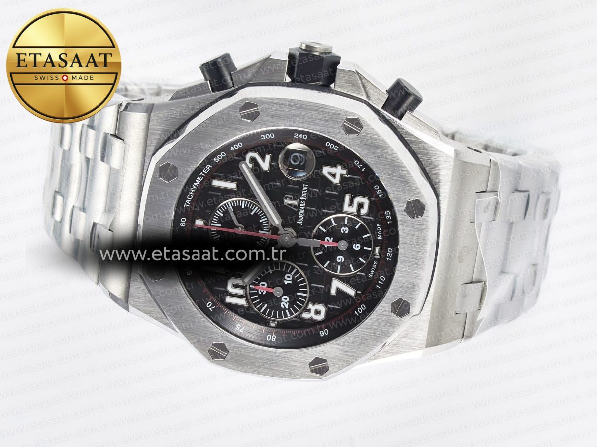 Royal Oak Offshore 42mm Black Themes SS TKF Best Edition Black Dial on SS Bracelet A7750 - Görsel 9
