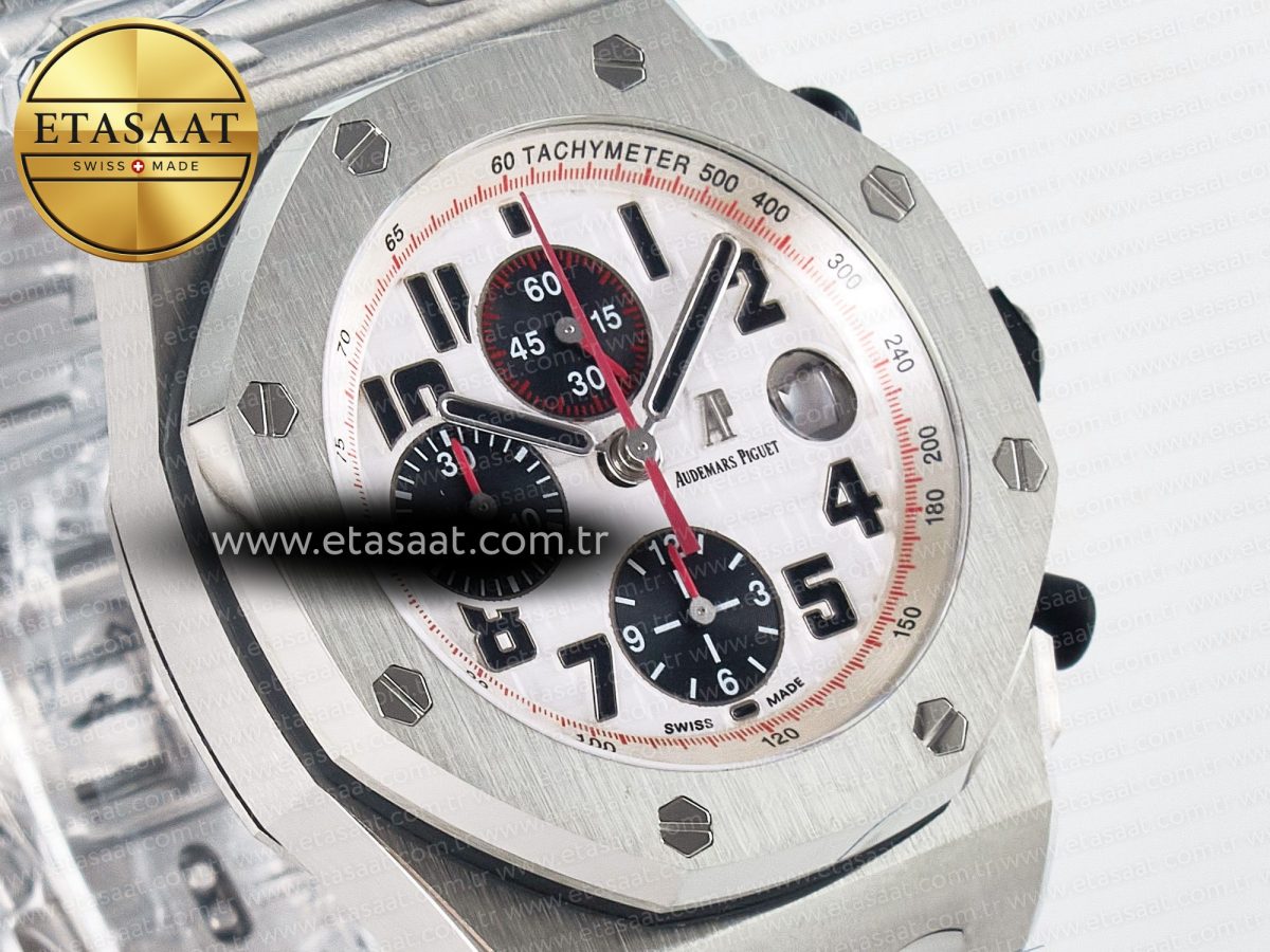 Royal Oak Offshore 42mm Panda SS TKF Best Edition White/Black Dial on SS Bracelet A7750 - Görsel 5