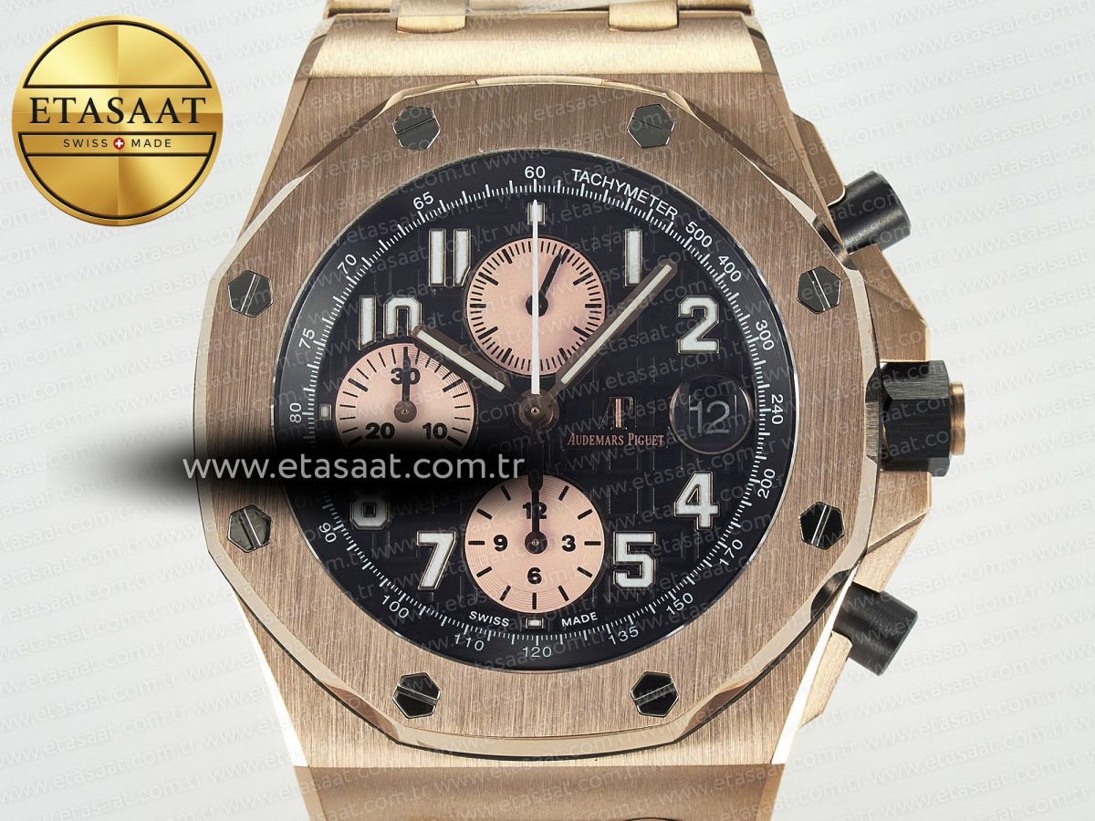 Royal Oak Offshore 42mm RG TKF Best Edition Black Dial on RG Bracelet A7750 - Görsel 4