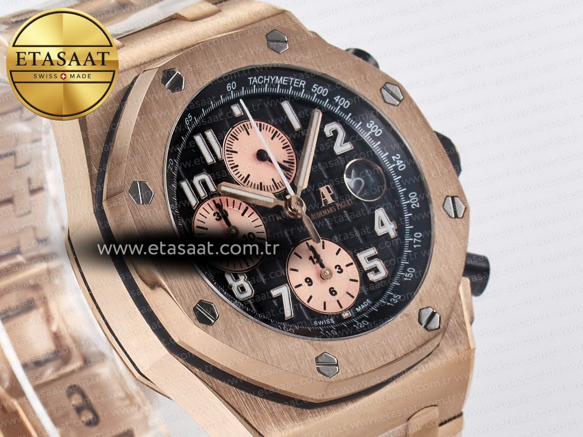 Royal Oak Offshore 42mm RG TKF Best Edition Black Dial on RG Bracelet A7750 - Görsel 5