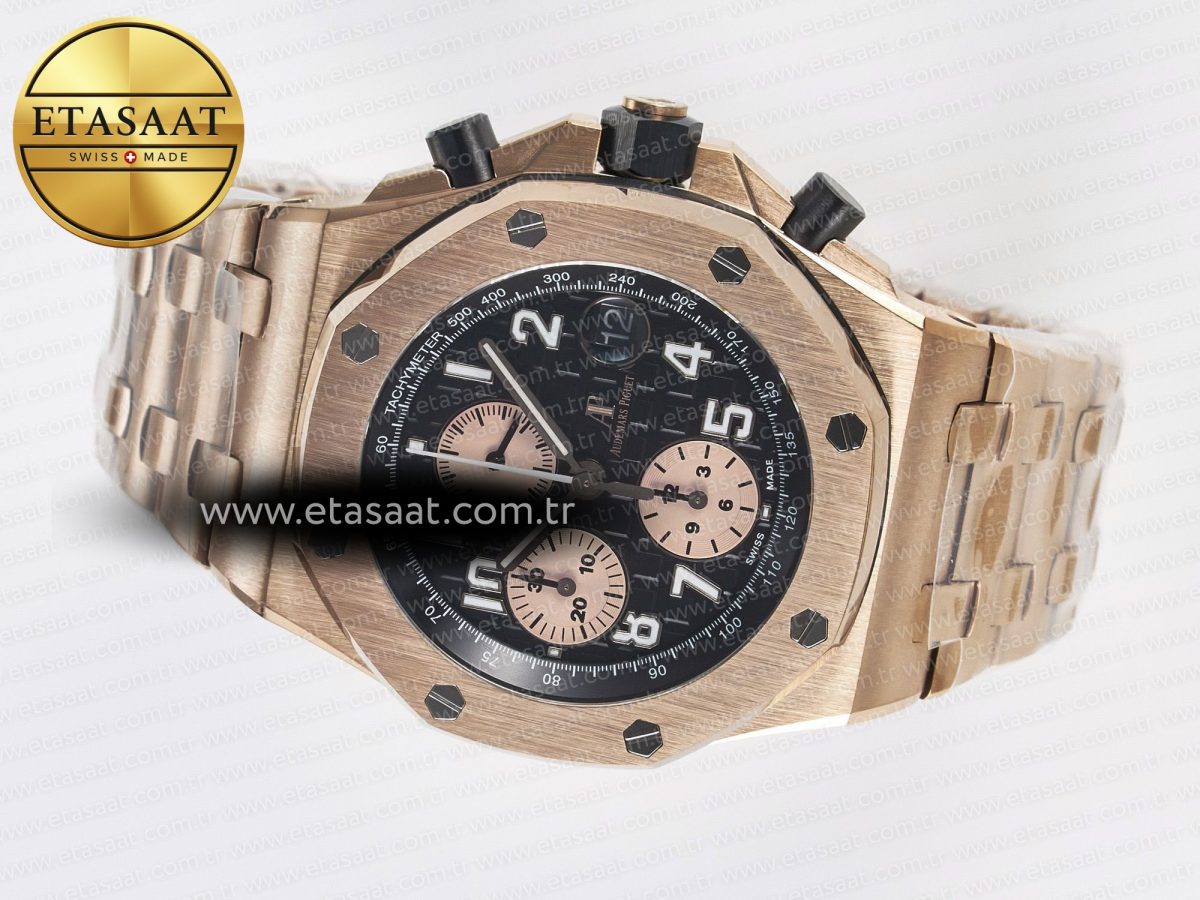 Royal Oak Offshore 42mm RG TKF Best Edition Black Dial on RG Bracelet A7750 - Görsel 9