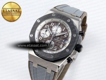 ROYAL OAK OFFSHORE 42MM SS APF 1:1 BEST EDITION BROWN DIAL CERAMIC BEZEL ON GRAY RUBBER STRAP A3126