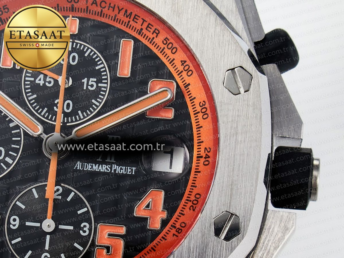 Royal Oak Offshore 42mm Volcano TKF Best Edition Black Dial on Black Leather Strap A7750 - Görsel 12