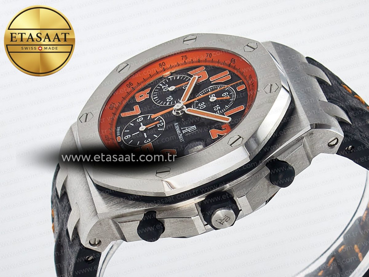 Royal Oak Offshore 42mm Volcano TKF Best Edition Black Dial on Black Leather Strap A7750 - Görsel 6
