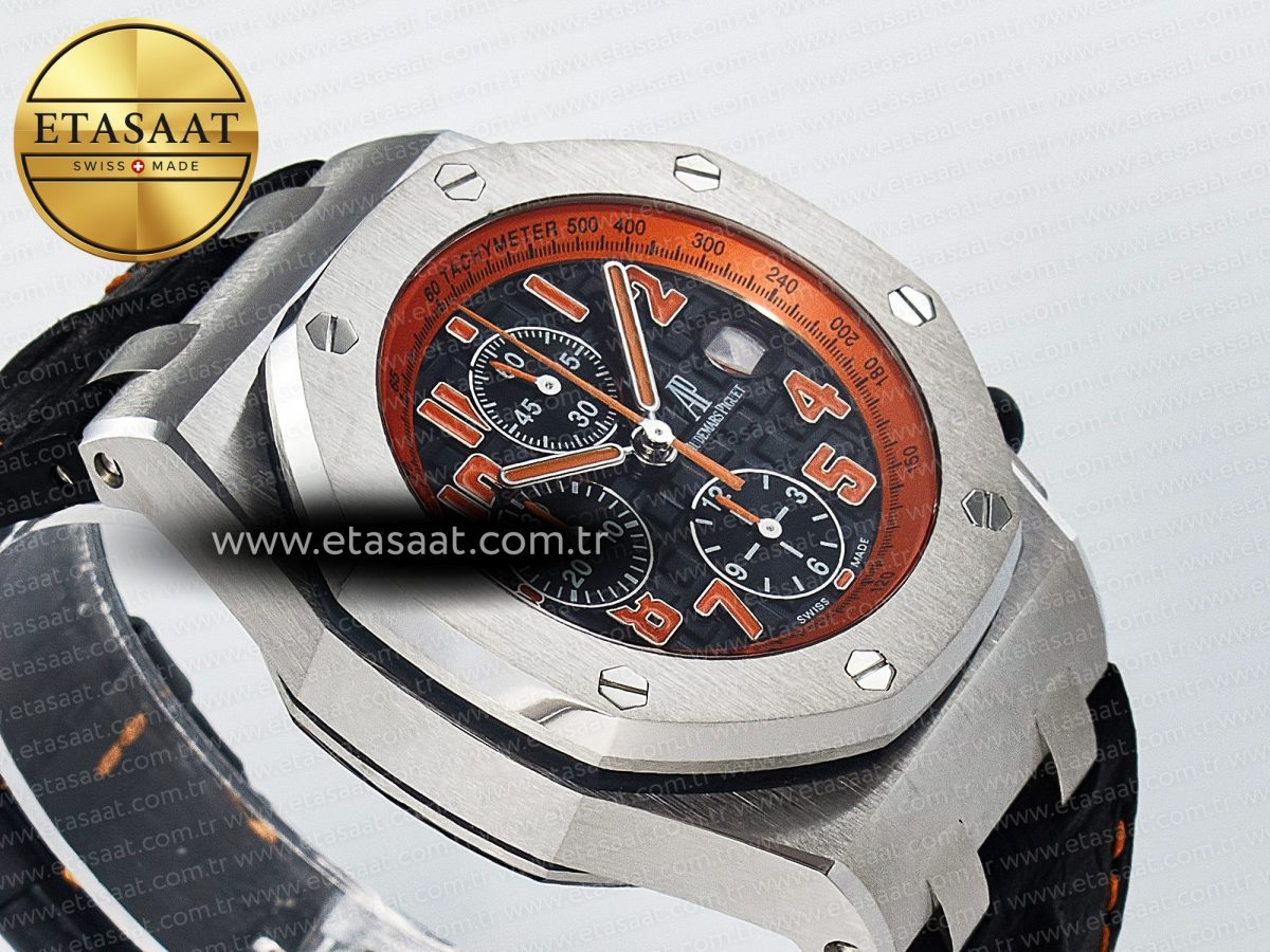 Royal Oak Offshore 42mm Volcano TKF Best Edition Black Dial on Black Leather Strap A7750 - Görsel 7