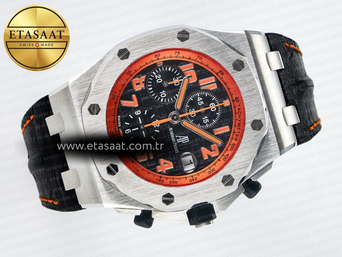 Royal Oak Offshore 42mm Volcano TKF Best Edition Black Dial on Black Leather Strap A7750 - Görsel 8