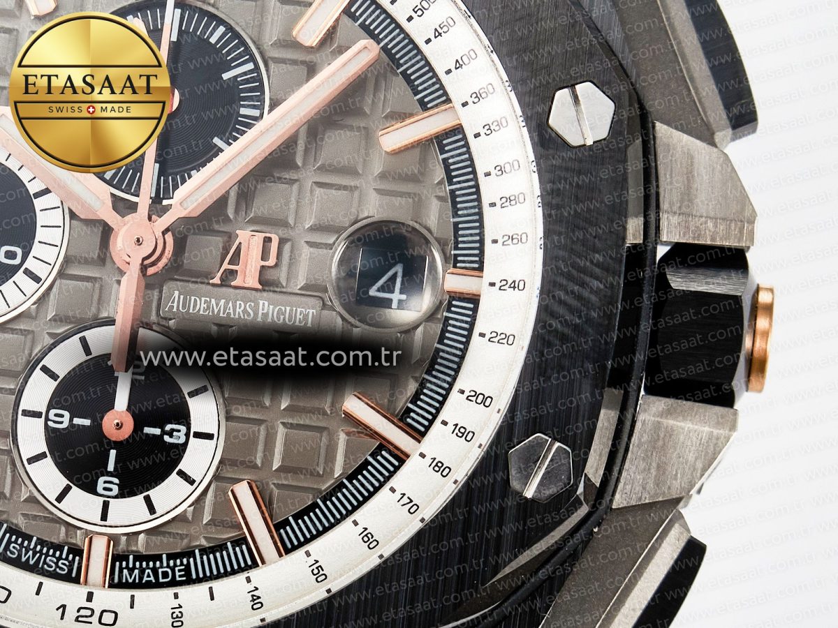 Royal Oak Offshore 44mm Black Ceramic RG TKF 1:1 Best Edition Gray Dial on Black Rubber Strap A3126 - Görsel 12