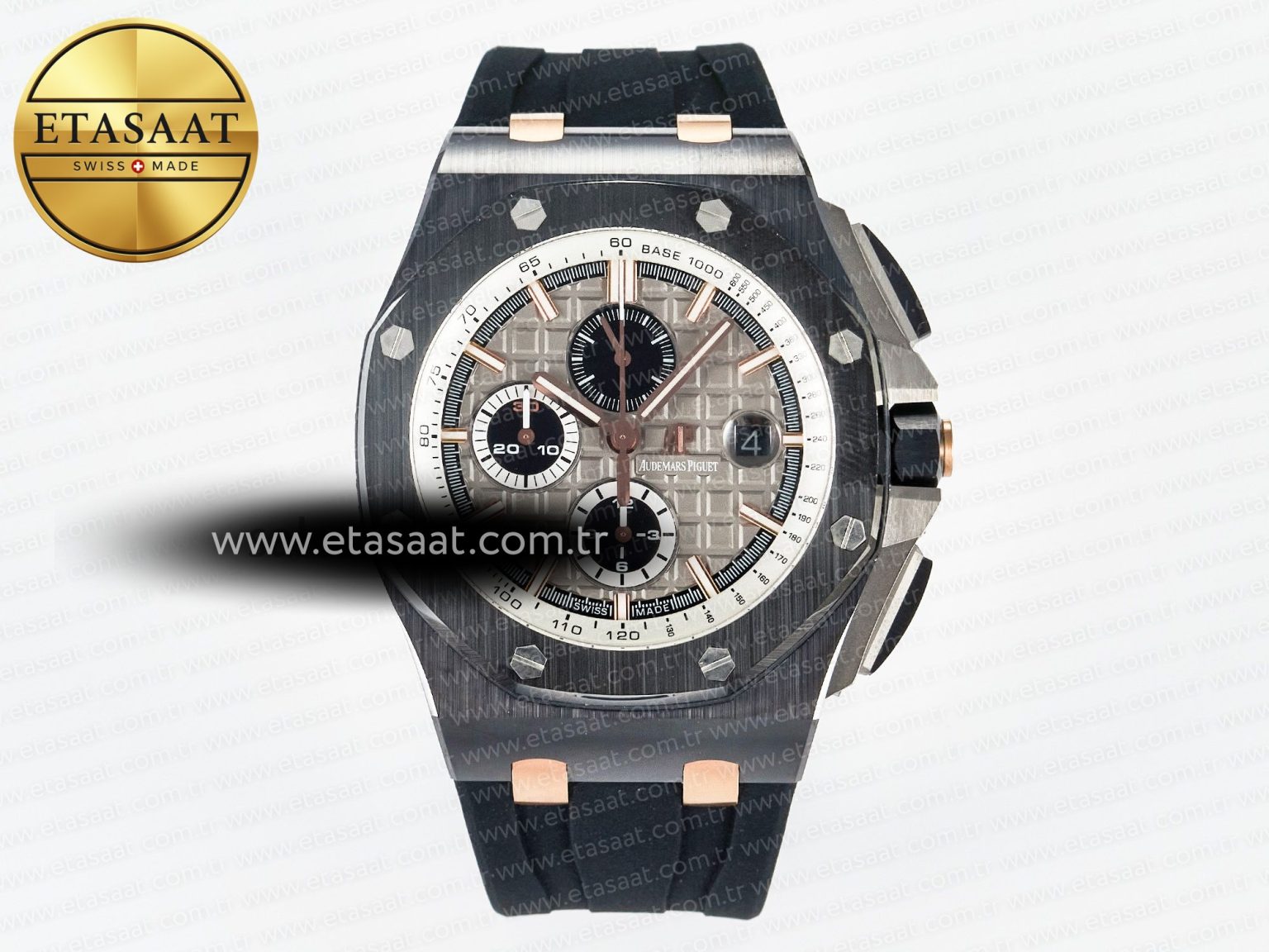 Royal Oak Offshore 44mm Black Ceramic RG TKF 1:1 Best Edition Gray Dial on Black Rubber Strap A3126 - Görsel 3