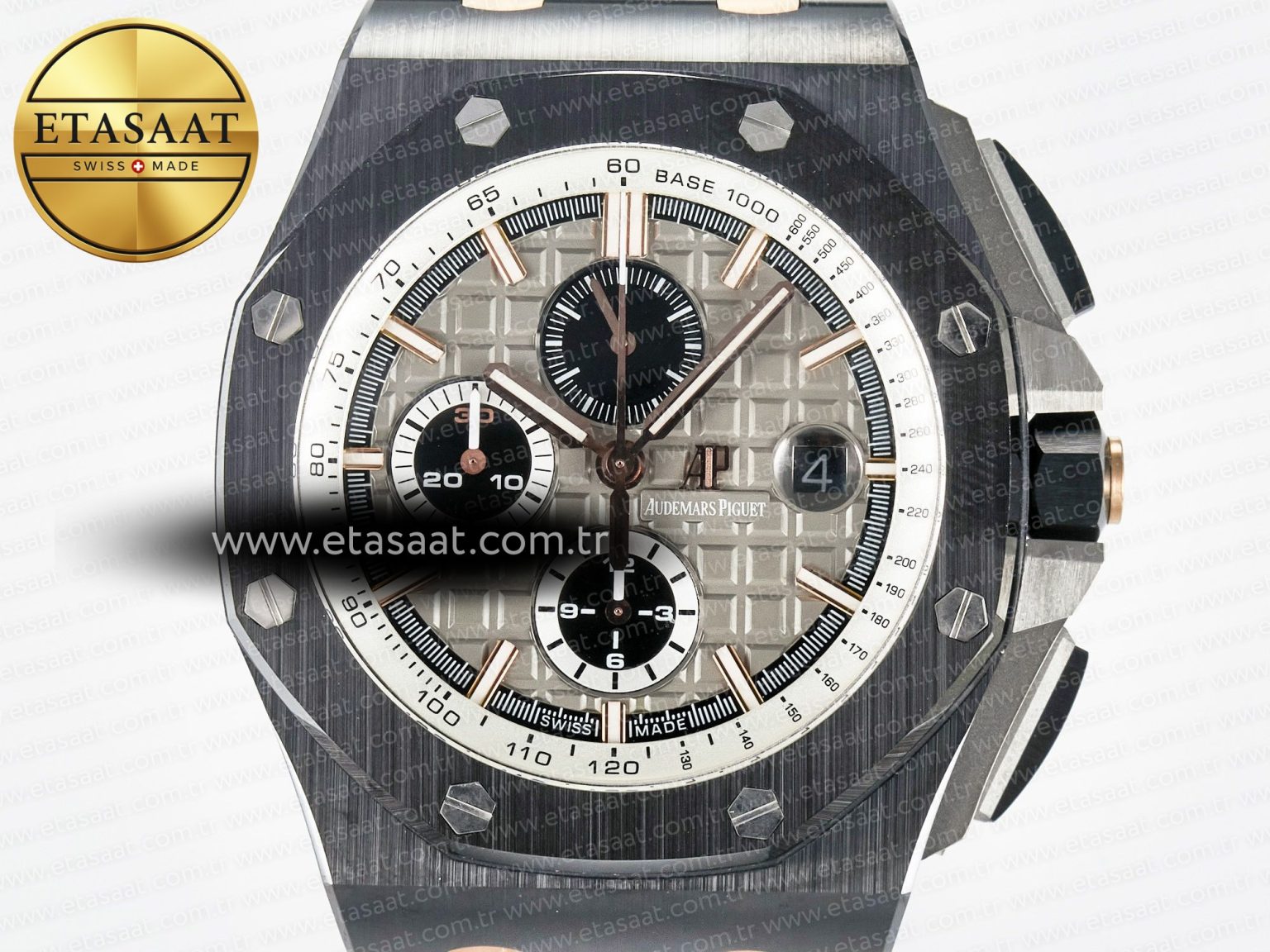 Royal Oak Offshore 44mm Black Ceramic RG TKF 1:1 Best Edition Gray Dial on Black Rubber Strap A3126 - Görsel 4