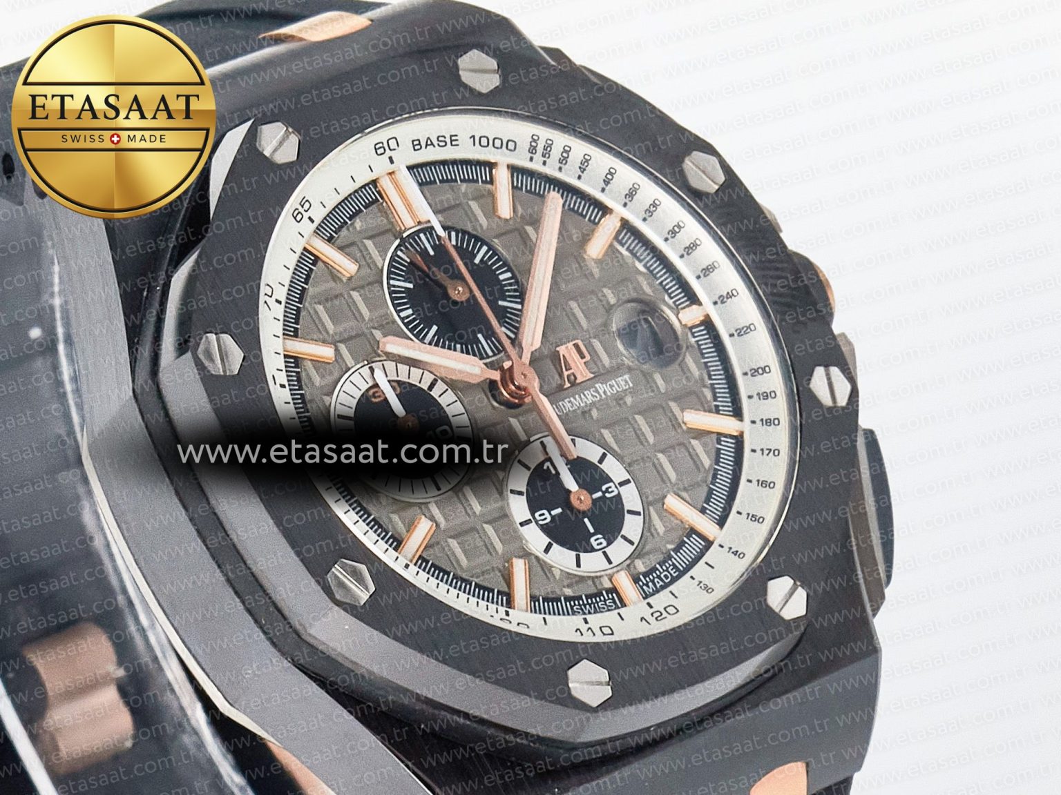 Royal Oak Offshore 44mm Black Ceramic RG TKF 1:1 Best Edition Gray Dial on Black Rubber Strap A3126 - Görsel 5