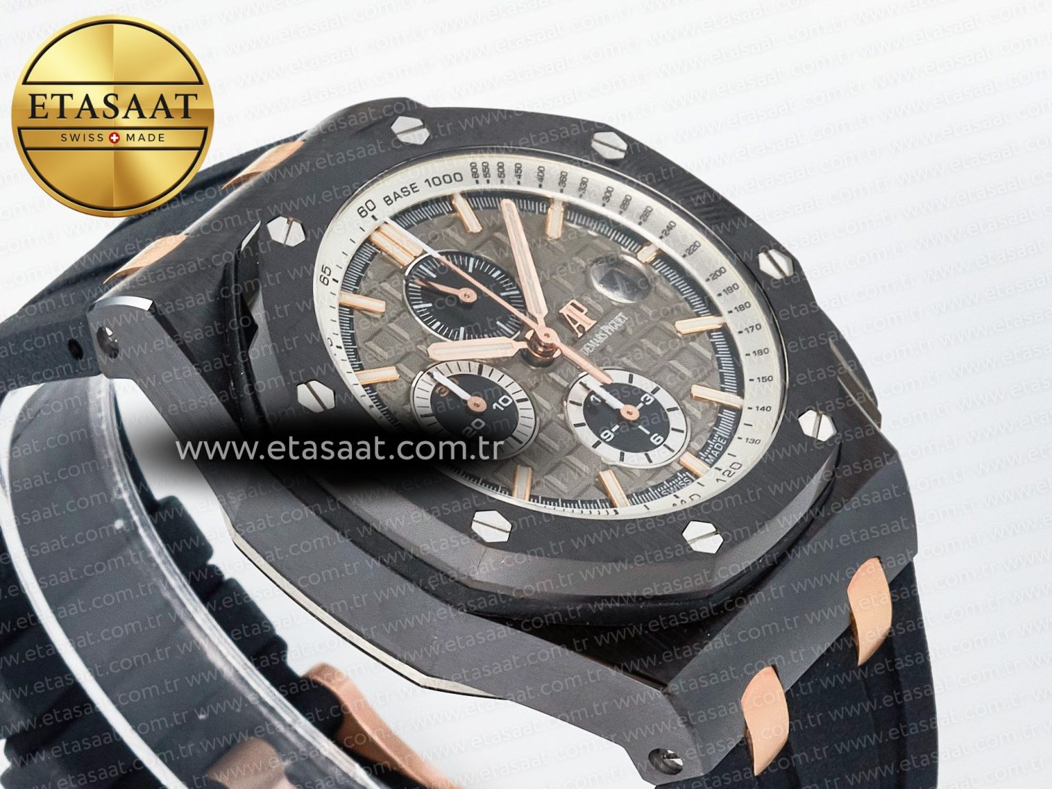 Royal Oak Offshore 44mm Black Ceramic RG TKF 1:1 Best Edition Gray Dial on Black Rubber Strap A3126 - Görsel 7