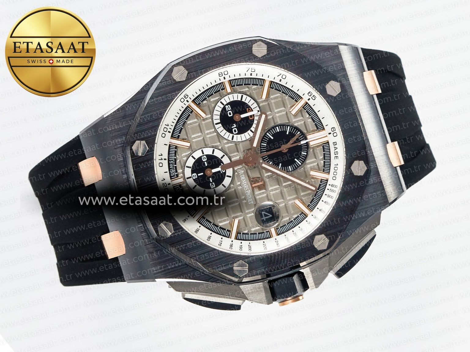 Royal Oak Offshore 44mm Black Ceramic RG TKF 1:1 Best Edition Gray Dial on Black Rubber Strap A3126 - Görsel 8