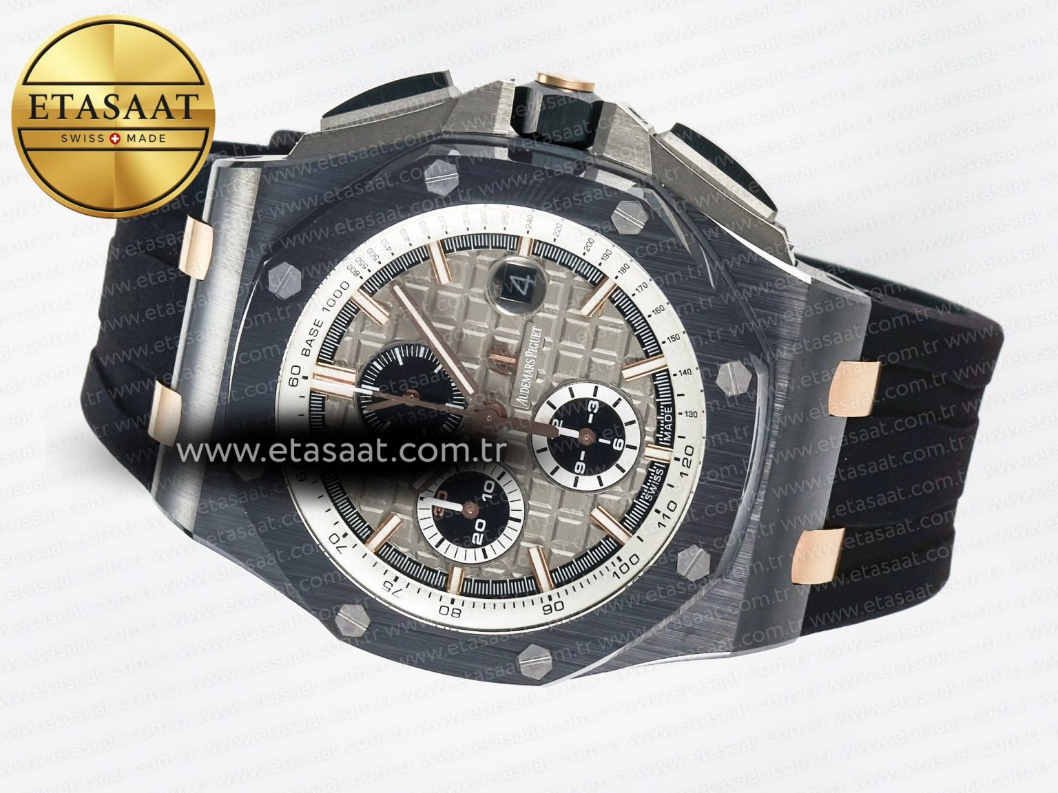 Royal Oak Offshore 44mm Black Ceramic RG TKF 1:1 Best Edition Gray Dial on Black Rubber Strap A3126 - Görsel 9