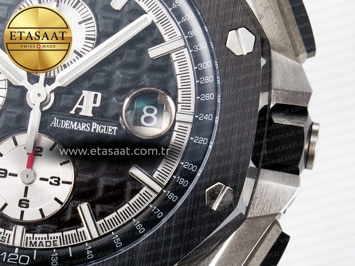 Royal Oak Offshore 44mm Black Ceramic SS TKF 1:1 Best Edition Black/White Dial on Black Rubber Strap A3126 - Görsel 12
