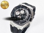 Royal Oak Offshore 44mm Black Ceramic SS TKF 1:1 Best Edition Black/White Dial on Black Rubber Strap A3126 - Görsel 2