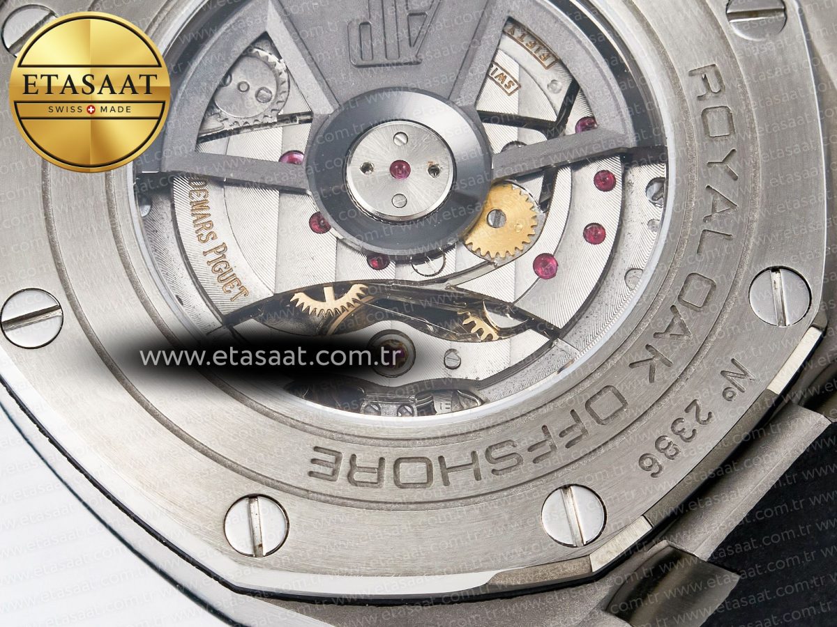 Royal Oak Offshore 44mm Black Ceramic SS TKF 1:1 Best Edition Black/White Dial on Black Rubber Strap A3126 - Görsel 21