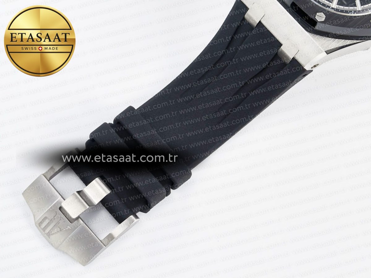 Royal Oak Offshore 44mm Black Ceramic SS TKF 1:1 Best Edition Black/White Dial on Black Rubber Strap A3126 - Görsel 24