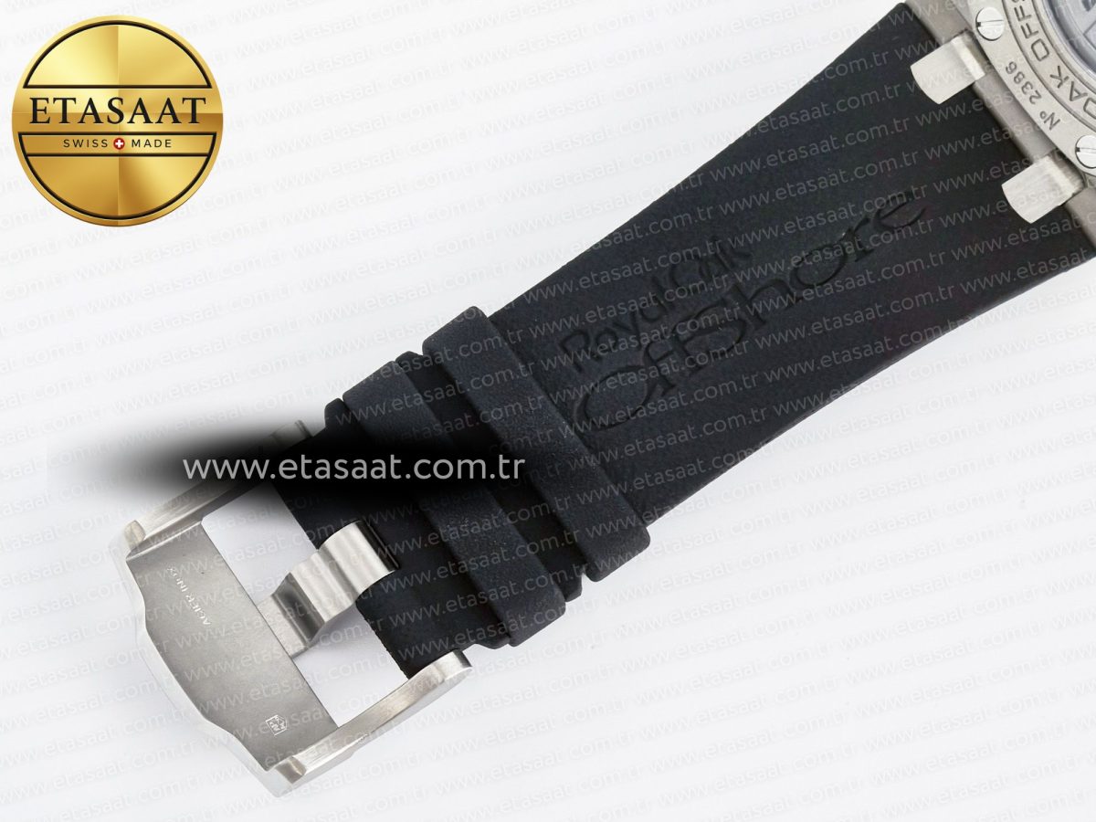 Royal Oak Offshore 44mm Black Ceramic SS TKF 1:1 Best Edition Black/White Dial on Black Rubber Strap A3126 - Görsel 25