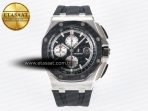 Royal Oak Offshore 44mm Black Ceramic SS TKF 1:1 Best Edition Black/White Dial on Black Rubber Strap A3126 - Görsel 3