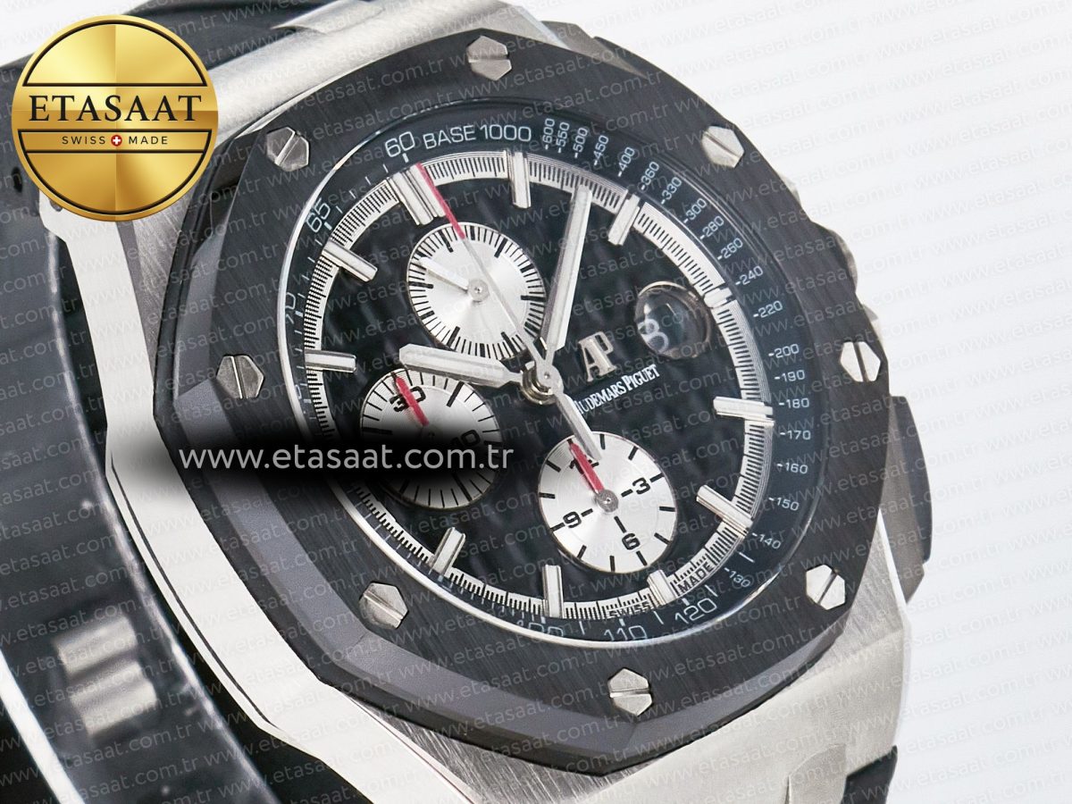 Royal Oak Offshore 44mm Black Ceramic SS TKF 1:1 Best Edition Black/White Dial on Black Rubber Strap A3126 - Görsel 5