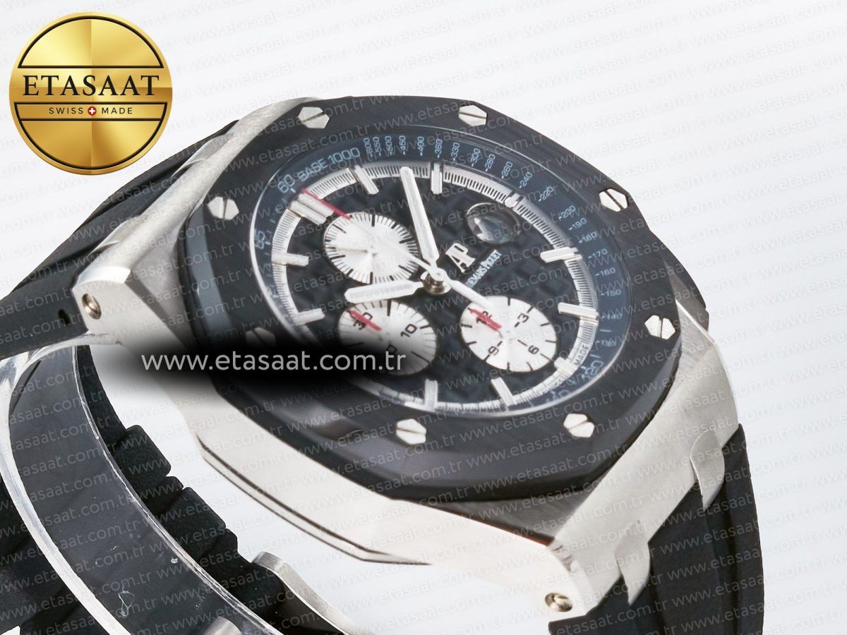 Royal Oak Offshore 44mm Black Ceramic SS TKF 1:1 Best Edition Black/White Dial on Black Rubber Strap A3126 - Görsel 7