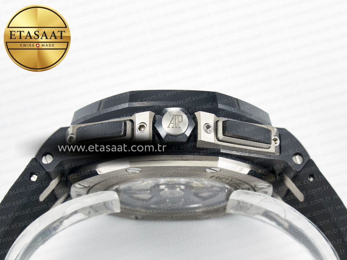 Royal Oak Offshore 44mm Black Ceramic TKF 1:1 Best Edition Black Dial on Black Rubber Strap A3126 - Görsel 17