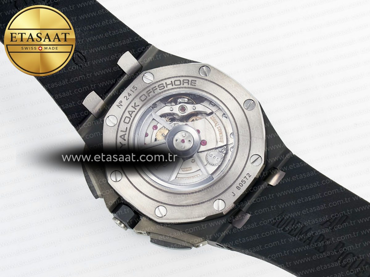 Royal Oak Offshore 44mm Black Ceramic TKF 1:1 Best Edition Black Dial on Black Rubber Strap A3126 - Görsel 19