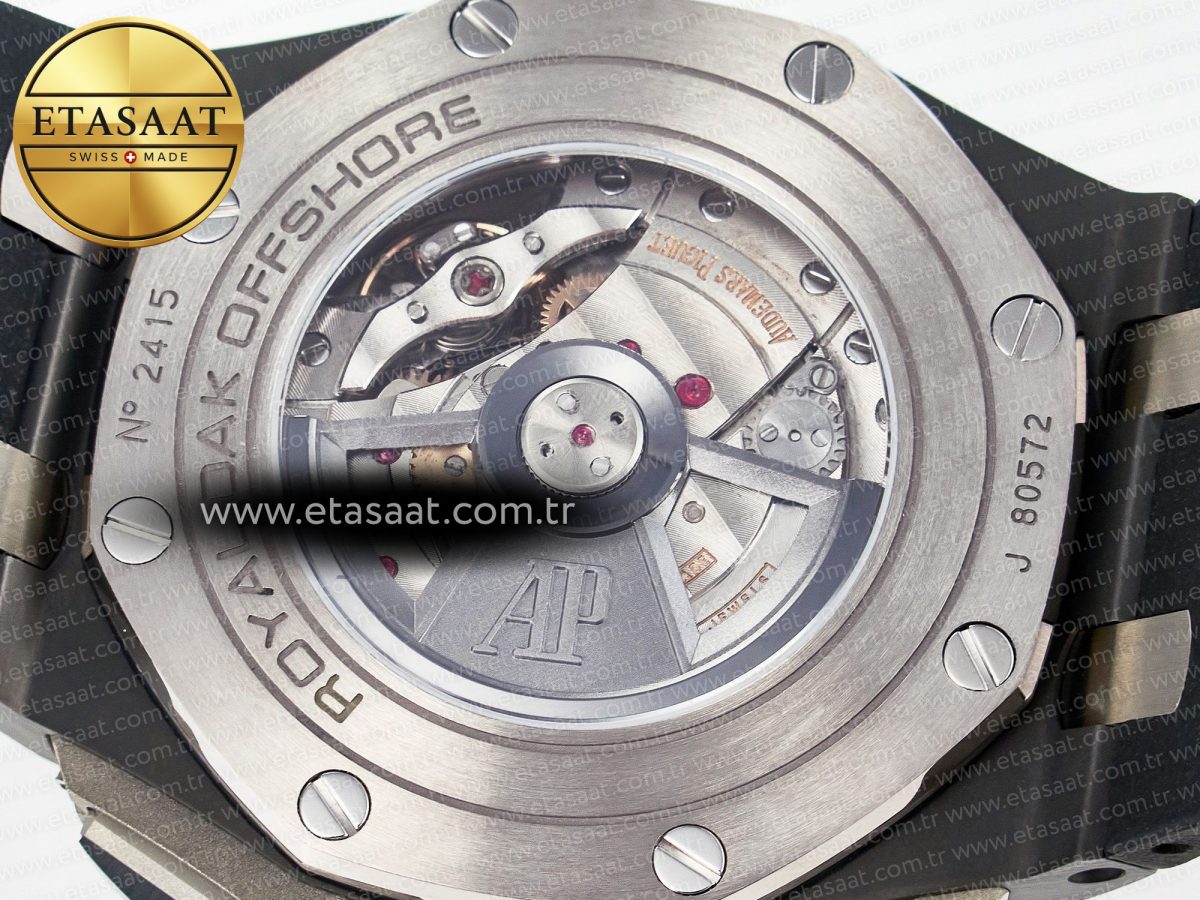 Royal Oak Offshore 44mm Black Ceramic TKF 1:1 Best Edition Black Dial on Black Rubber Strap A3126 - Görsel 20