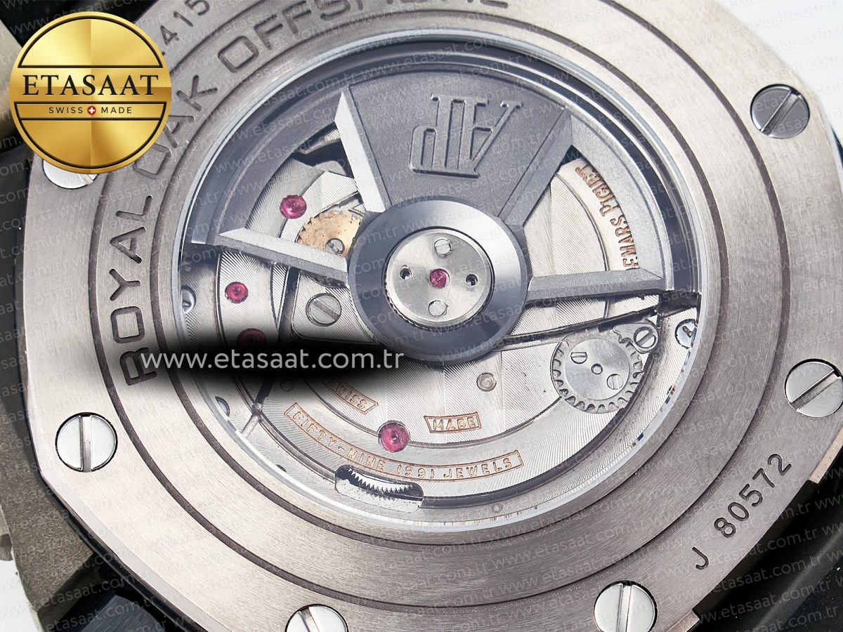 Royal Oak Offshore 44mm Black Ceramic TKF 1:1 Best Edition Black Dial on Black Rubber Strap A3126 - Görsel 21