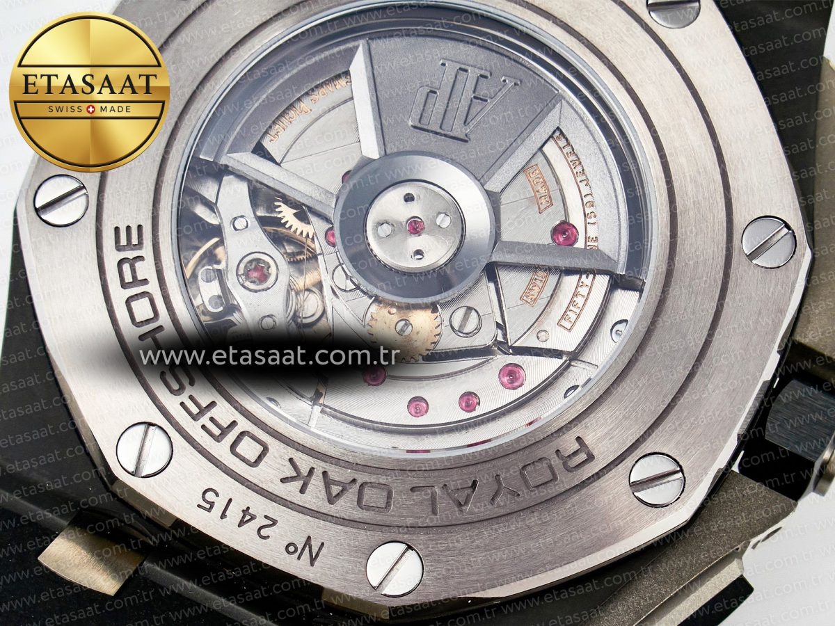 Royal Oak Offshore 44mm Black Ceramic TKF 1:1 Best Edition Black Dial on Black Rubber Strap A3126 - Görsel 22