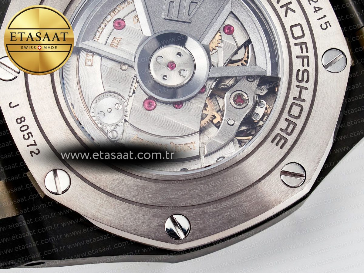 Royal Oak Offshore 44mm Black Ceramic TKF 1:1 Best Edition Black Dial on Black Rubber Strap A3126 - Görsel 24