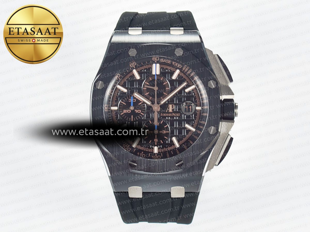 Royal Oak Offshore 44mm Black Ceramic TKF 1:1 Best Edition Black Dial on Black Rubber Strap A3126 - Görsel 3
